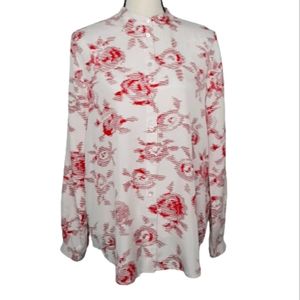 Equipment Silk Button Down Caftan Shirt Small Red